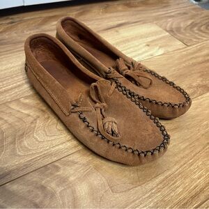 Peace Moccasins Women’s Brown Suede Moccasins Size 8.5 | Leather Tassel Loafers